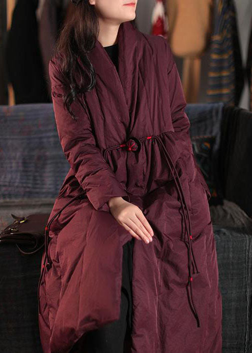 Mulberry V Neck Embroideried Pockets Duck Down Witner Coats