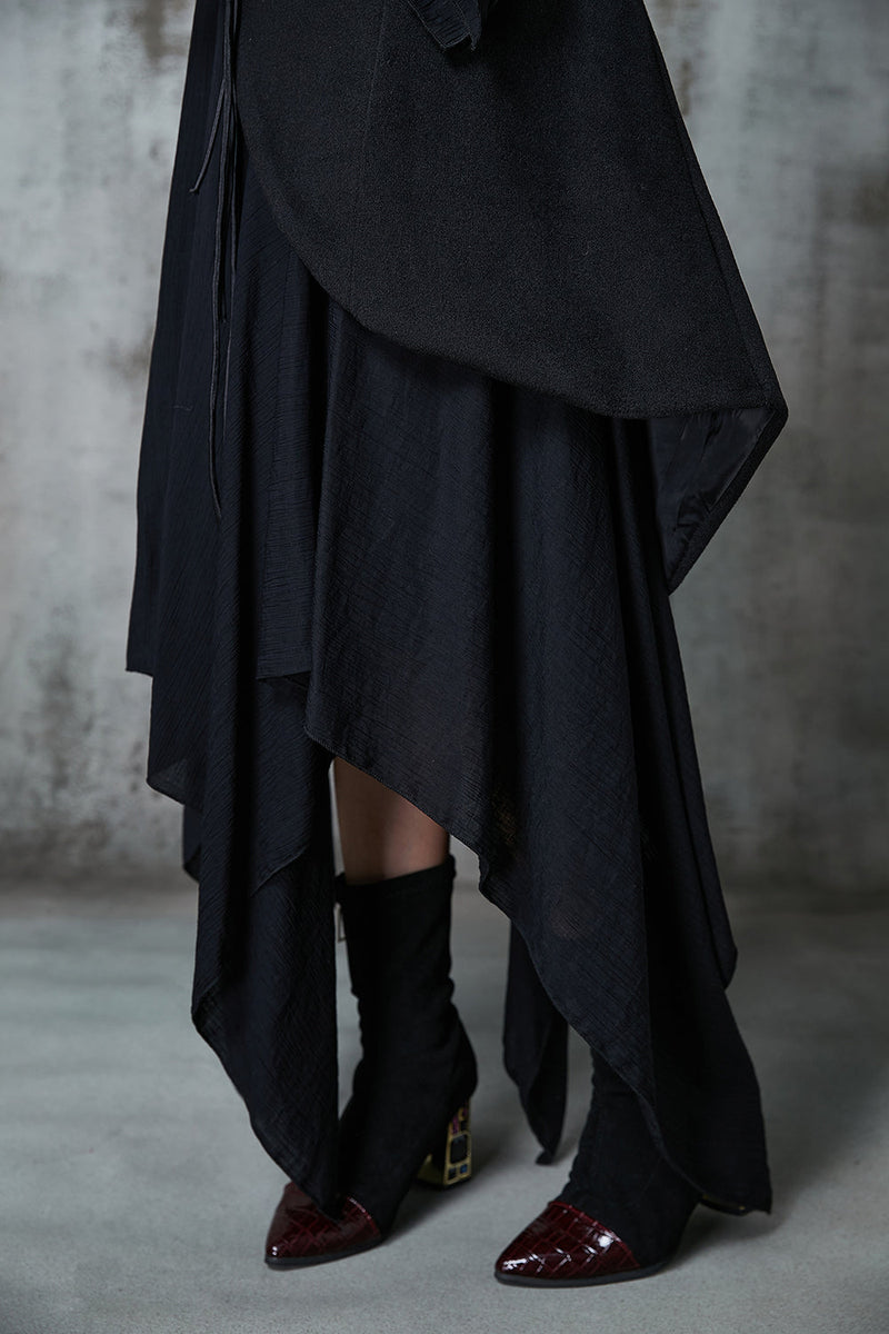 Diy Black Asymmetrical Original Design Cotton Two Piece Set Spring