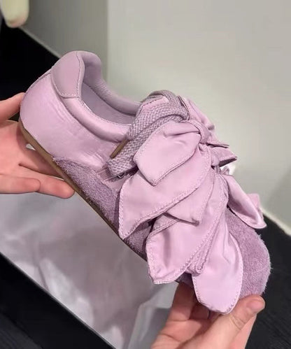 Bow Splicing Flat Shoes for Apricot Suede
