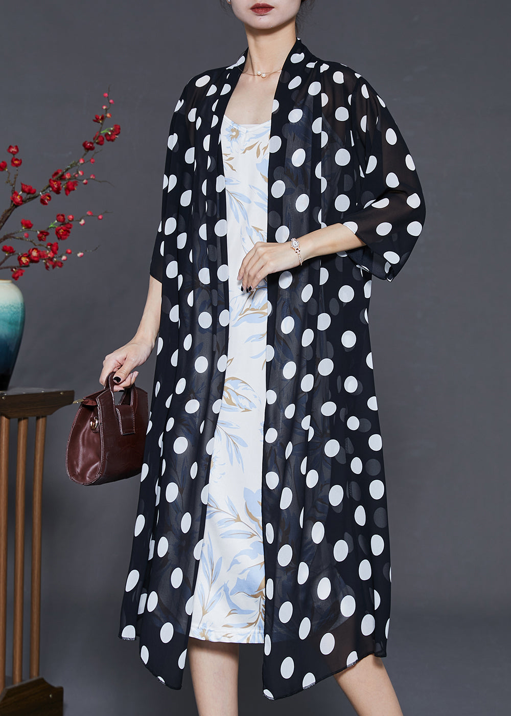 Diy Black Oversized Print Chiffon Upf 50+ Cardigans Summer