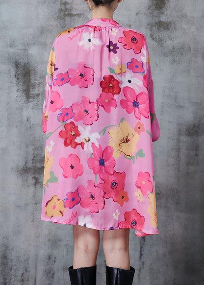 Art Rose Oversized Print Chiffon Shirt Top Fall