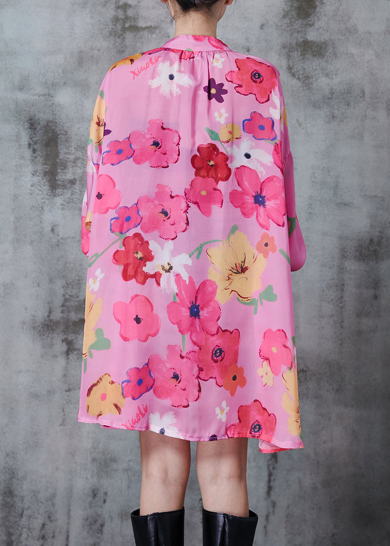 Art Rose Oversized Print Chiffon Shirt Top Fall
