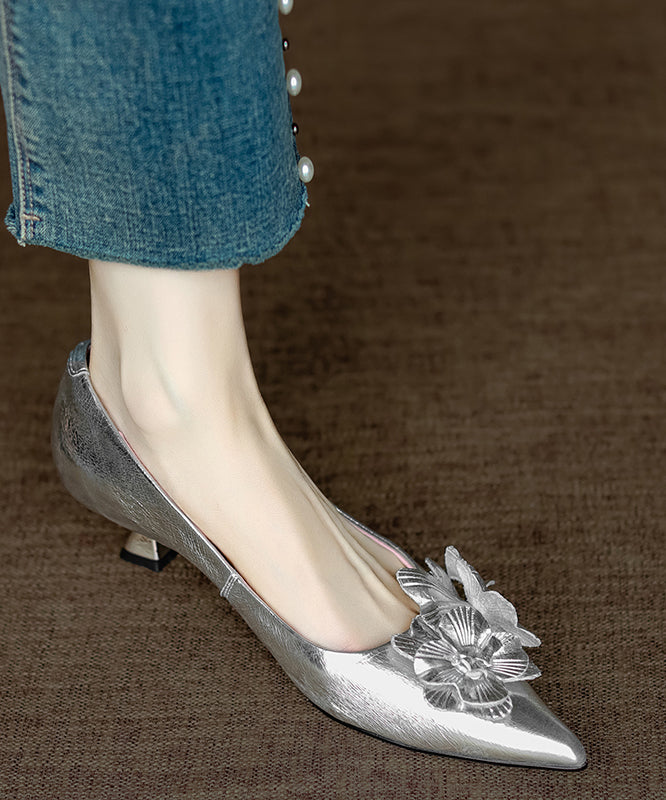 Pink High Heel Pointed Toe Sheepskin Unique Splicing