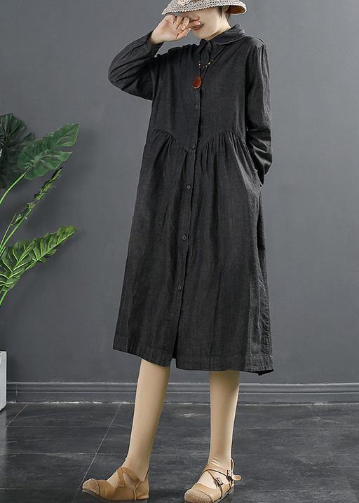 Italian Lapel Patchwork Quilting Clothes Shape Blue Kaftan Dress