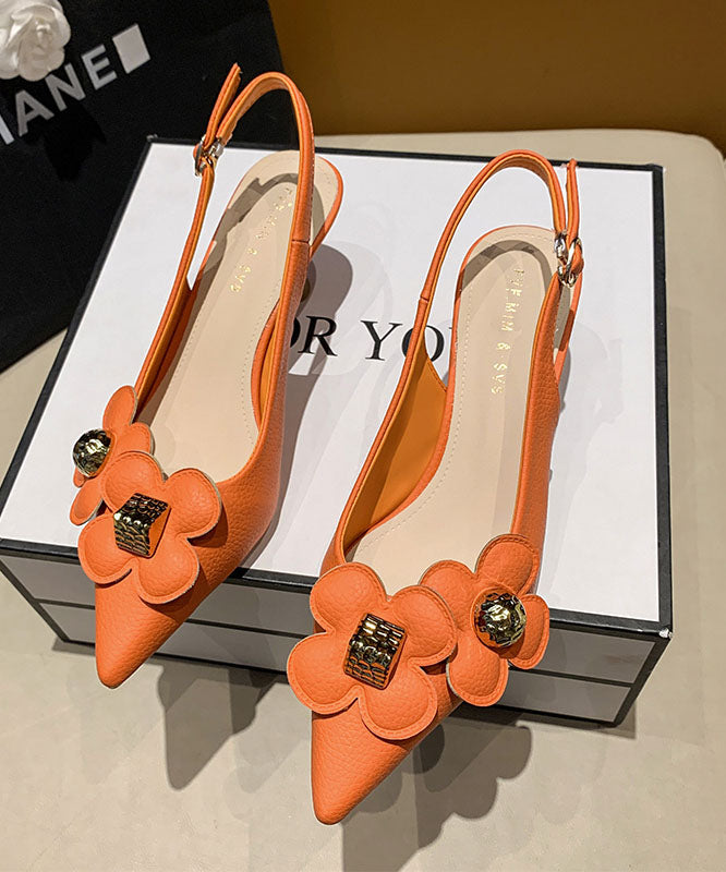 Orange Pointed Toe Sequined Splicing Stiletto Sandals