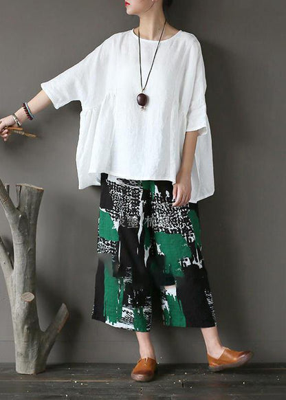 White U Neck Linen Top Summer