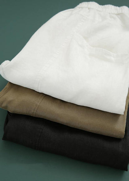 Chocolate Elastic Waist Linen Summer Pants