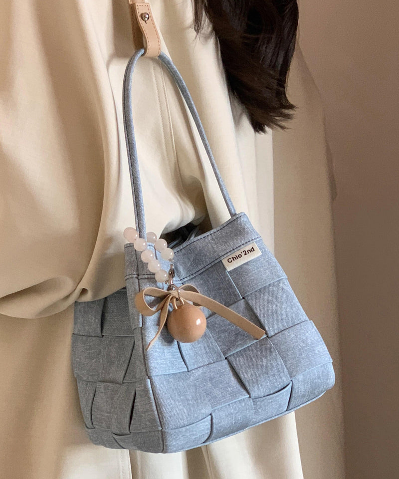 Blue Denim Woven Bucket Bag