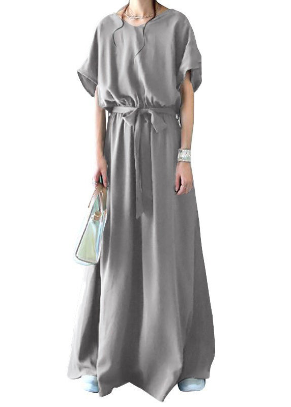 Black Tie Waist Exra Large Hem Cotton Dresses Summer