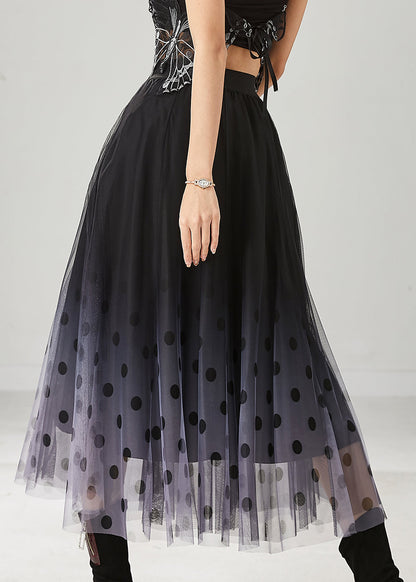Fitted Black Gradient Color Tulle a Line Skirts Summer