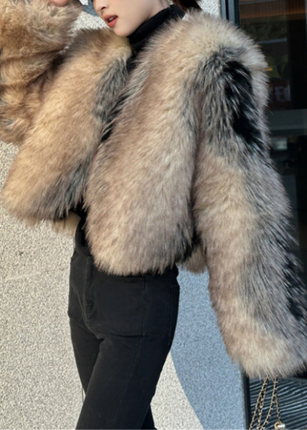 New V Neck Thick Leather and Fur Coats Winter
