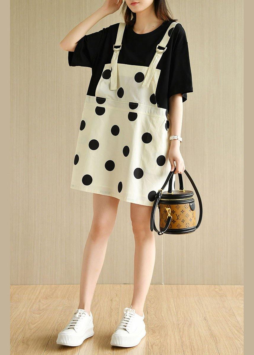 Black Patchwork Dot Summer Dresses Half Sleeve