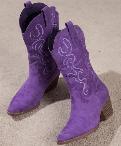 Purple Boots Suede Comfy Pointed Toe Boots
