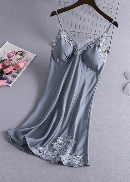 Pink V Neck Hollow Out Silk Mid Dress Summer