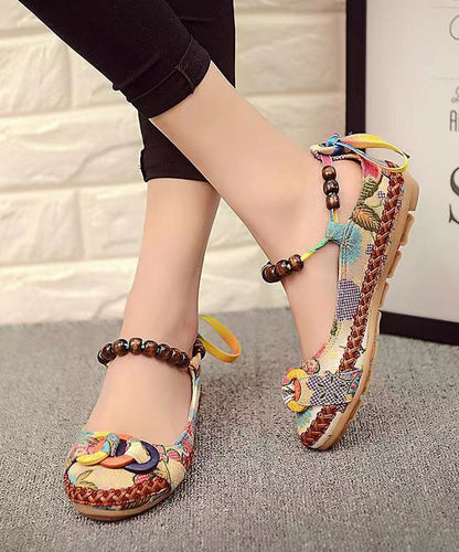 Style Handmade Beaded Flat Sole Single Shoes