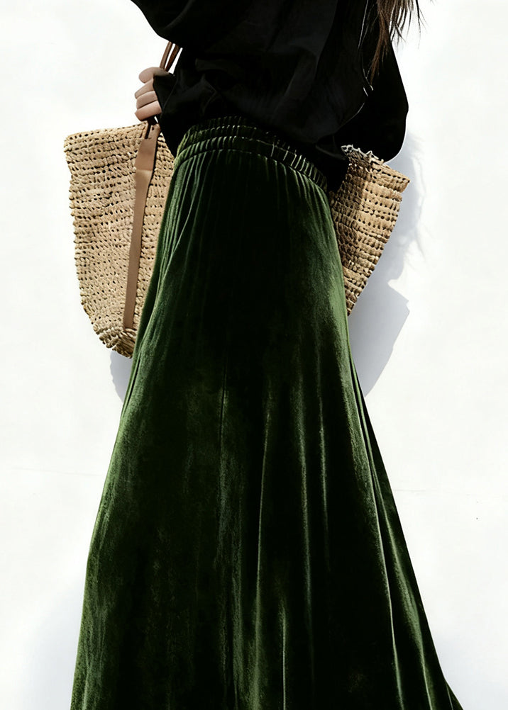 Ruffled Elastic Waist Patchwork Velour Skirt Winter