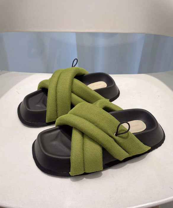 Splicing Platform Green Breathable Mesh Slide Sandals