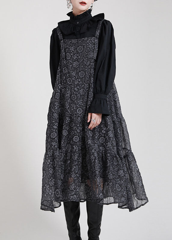 Black Print Patchwork Circle Fall Dress