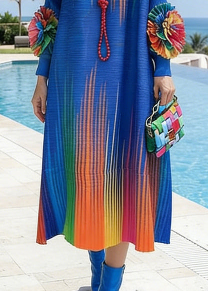 Blue Tie Dye Cotton Holiday Dresses Spring