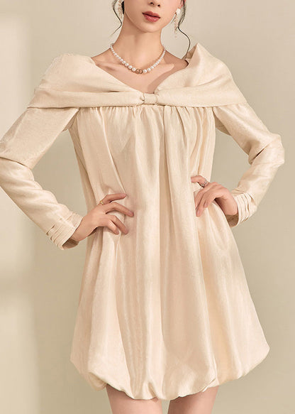 New Apricot Bow Mid Dress Fall
