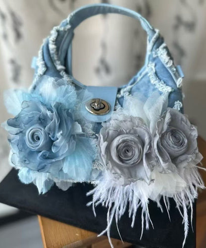 Blue Tassel Denim Tote Handbag