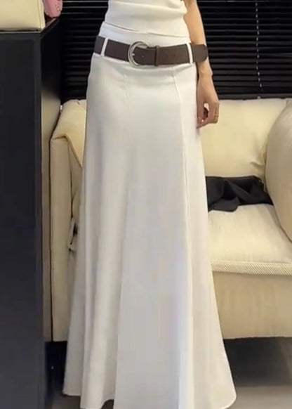 Slim Fit White High Waist Cotton Skirts Summer