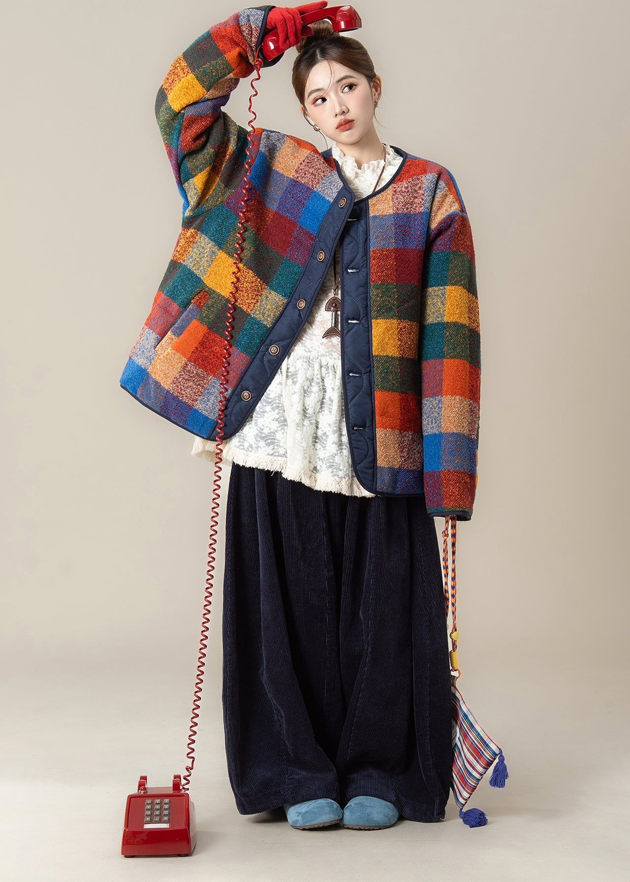 Korean Style on Both Sides Fine Cotton Filled Coat 3 Piece Outfit Winter