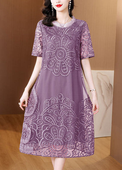 Green Embroideried Ruffled Tulle Long Dresses Short Sleeve
