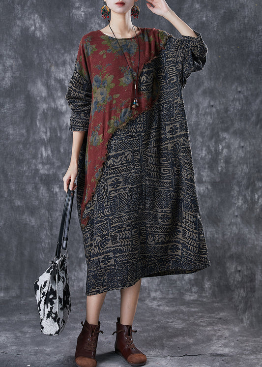Colorblock Asymmetrical Patchwork Linen Loose Dress Spring
