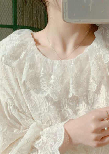 Brief Apricot Lace Patchwork Maxi Dress Lantern Sleeve Spring