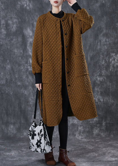 Coffee Cotton Coat Outwear Oversized Pockets Spring