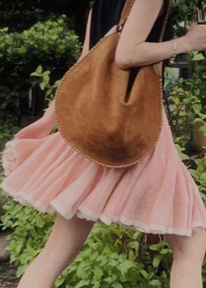 Simple Pink Lace Patchwork a Line Skirt Summer