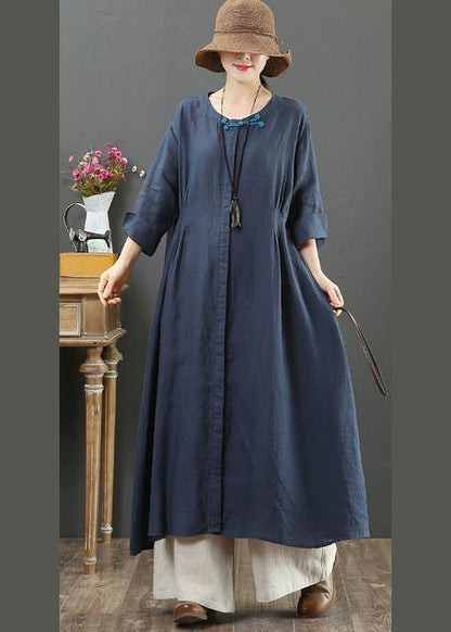 Organic O Neck Patchwork Spring Outfit Wardrobes Navy Maxi Dresses