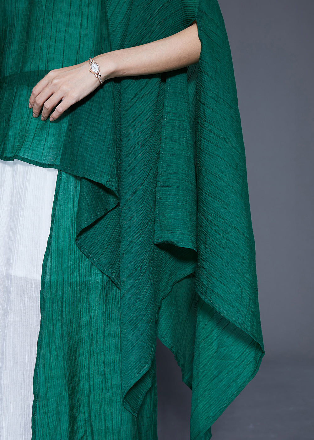 Blackish Green Oversized Asymmetrical Design Silk Two Pieces Set Summer