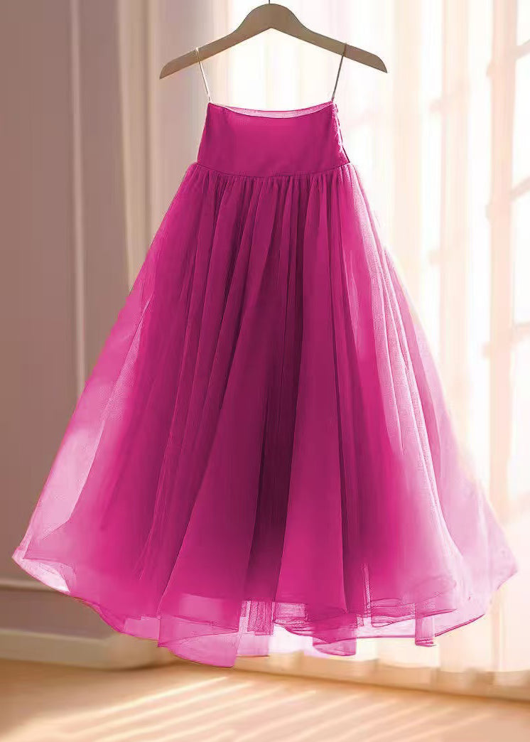 Rose High Waist Chiffon Skirts Fall