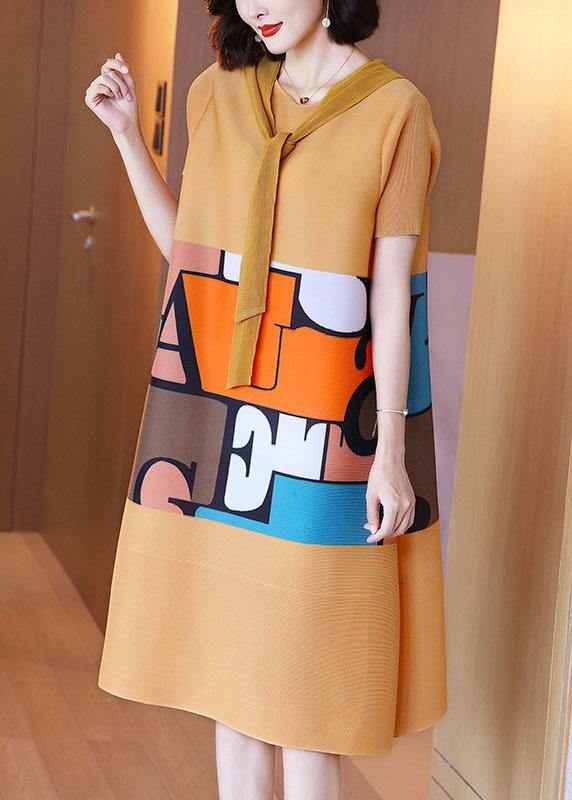 Yellow Hooded Print a Line Summer Dresses
