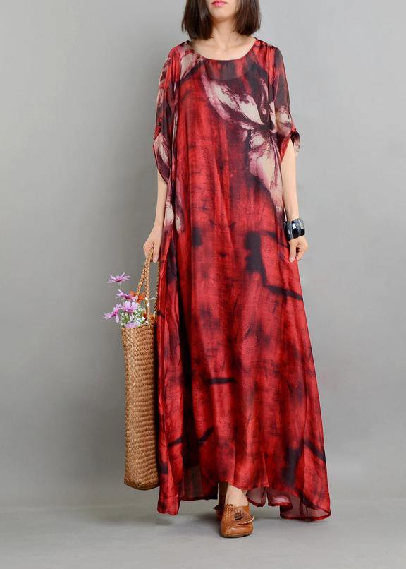 Red Print Asymmetrical Design Two Pieces Set