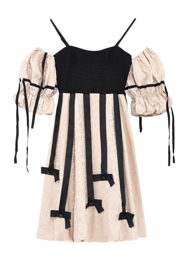 Diy Colorblock Tasseled Patchwork Off the Shoulder Cotton Mini Dress Summer