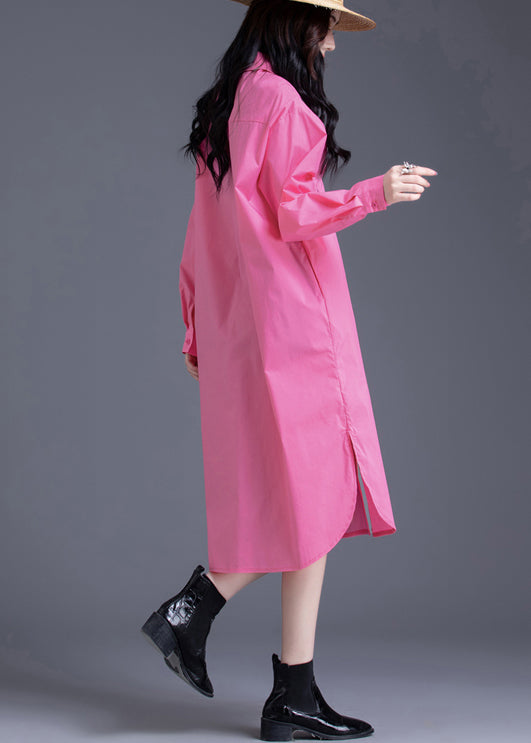 Pink Oversized Cotton Long Dress Spring