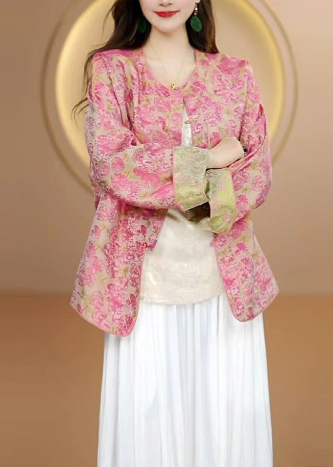 Chinese Style Wear on Both Sides Print Silk Coat Fall