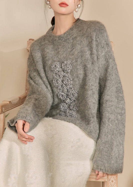 Yellow O-neck Thick Cotton Knit Sweater Winter