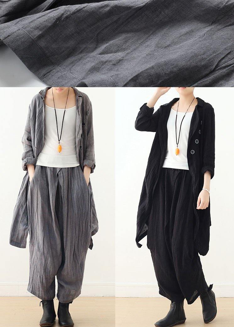 Gray Button Linenlow High Design Spring Jacket