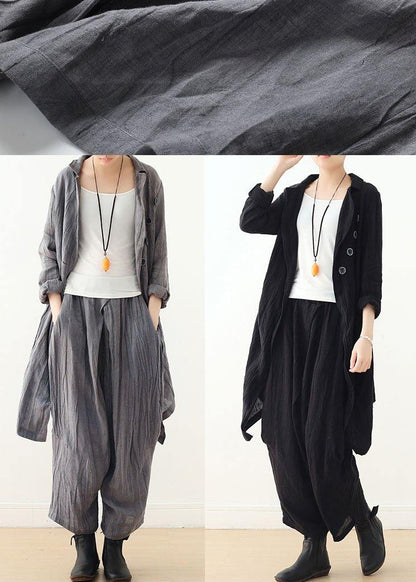 Gray Button Linenlow High Design Spring Jacket