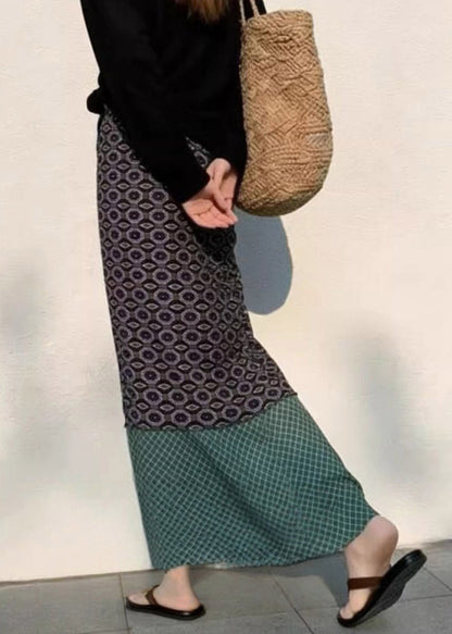 Colorblock High Waist Patchwork a Line Skirts