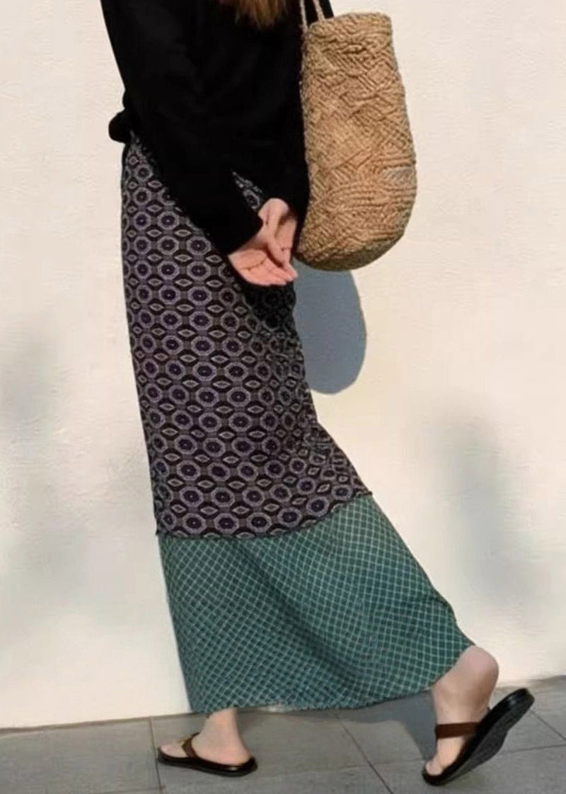 Colorblock High Waist Patchwork a Line Skirts