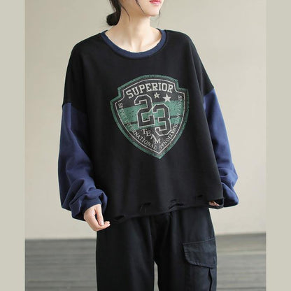 Patchwork Cotton Springtunics for Fabrics Black Alphabet Prints Top
