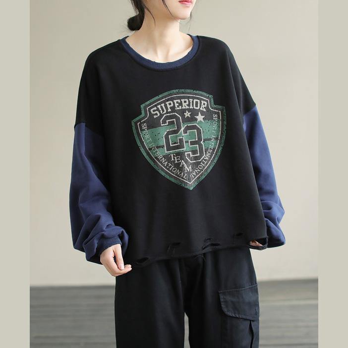 Patchwork Cotton Springtunics for Fabrics Black Alphabet Prints Top