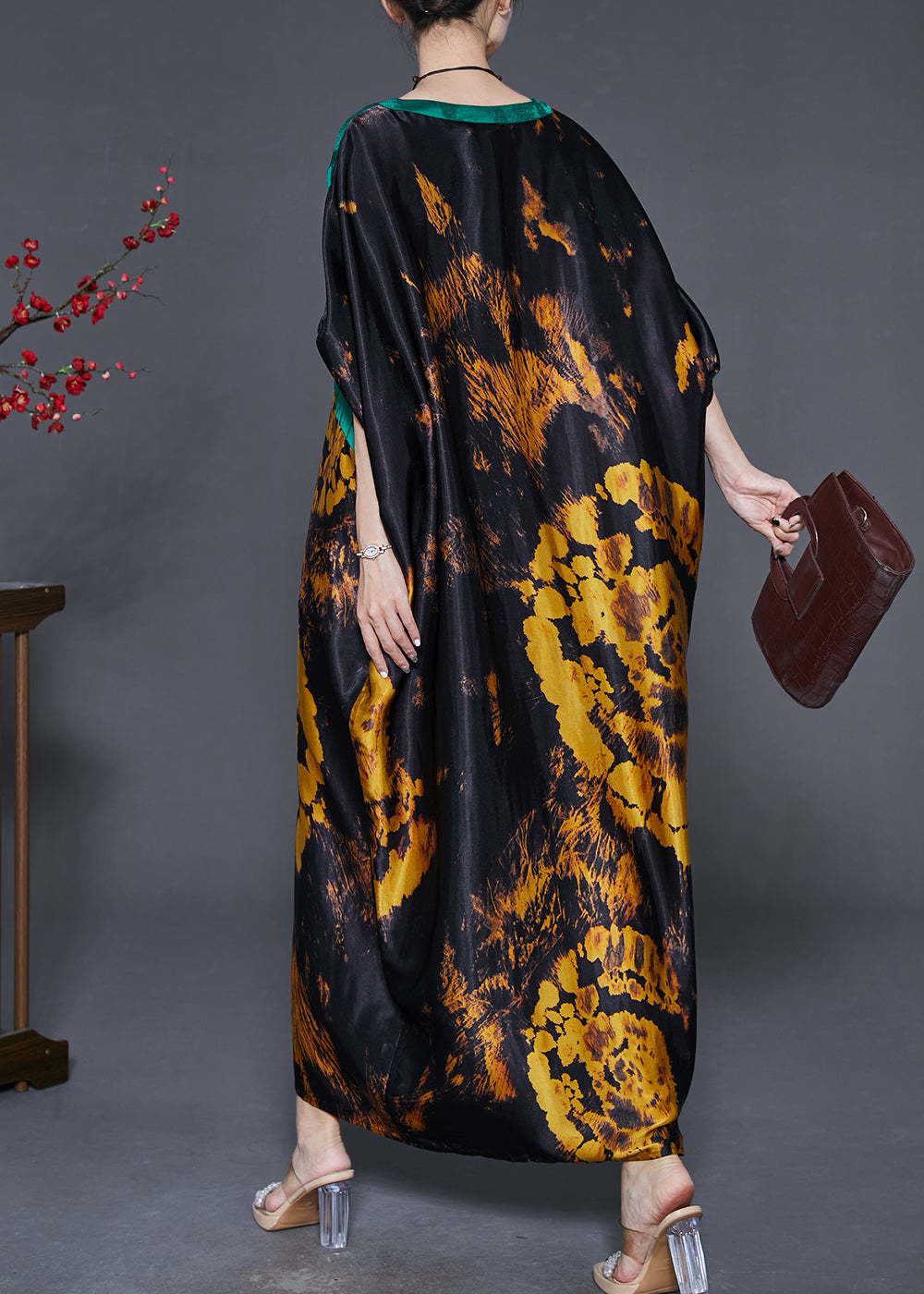 Original Design Colorblock Oversized Print Silk Dress Summer