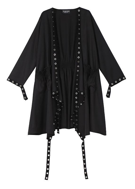 Woman Black Unique Cape Style Coat