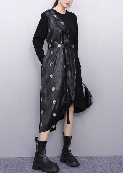 Fall Modern Black Minimalist False Two Pieces Dress